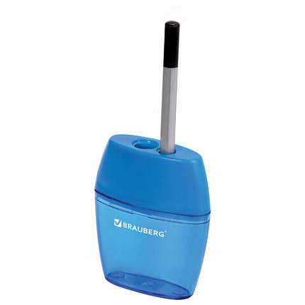 Точилка BRAUBERG "Diamond Dual", 2 отверстия для чернографитных карандашей (в том числе утолщенных), с контейнером, ассорти, 226941