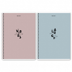Тетрадь А4, 96 л., BRAUBERG, гребень, клетка, матовая ламинация, "Пастель_3" (микс в спайке), 405320