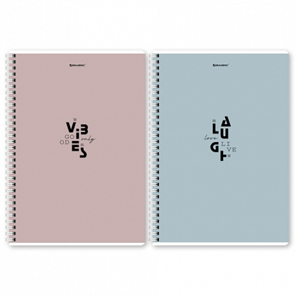 Тетрадь А4, 96 л., BRAUBERG, гребень, клетка, матовая ламинация, "Пастель_3" (микс в спайке), 405320