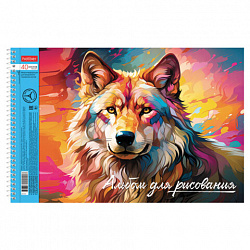 Альбом для рисования А4 40 л., спираль, обложка картон + тиснение, HATBER, 198х300 мм, "Дикий мир России" (4 вида), 085173, 40А4тВсп