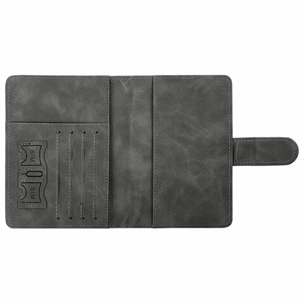 Обложка для паспорта и документов с защитой от считывания, 9 карманов, магнит, экокожа, серо-голубая, BRAUBERG, 238756