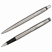 Набор PARKER "Jotter Stainless Steel GT": шариковая ручка синяя и перьевая ручка синяя, 2093258