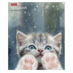 Тетрадь А5 48 л., HATBER скоба, клетка, обложка картон, "Розовые лапки" (микс в спайке), 090370, 48Т5В1