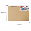 Доска-планшет БОЛЬШОГО ФОРМАТА (440х320 мм), А3, BRAUBERG "Eco" с двумя прижимами, МДФ, 3 мм, 232227