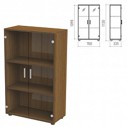 Шкаф закрытый со стеклом "Канц", 700х335х1130 мм, цвет орех пирамидальный (КОМПЛЕКТ)