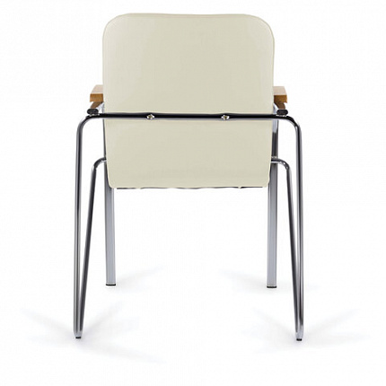 Кресло BRABIX "Samba CF-103", хром каркас, накладки "бук", кожзам бежевый, собрано, 532757