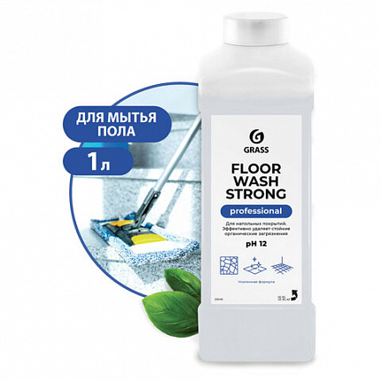 Средство концентрат для машинной и ручной мойки полов 1 л, GRASS FLOOR WASH STRONG, щелочное, 250100