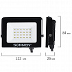 Прожектор светодиодный 20 Вт, 6500 К, 1600 Лм, 20 м2, IP65, 122x84x26 мм, черный, SONNEN, 238412