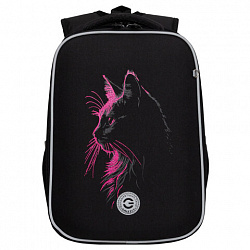 Ранец GRIZZLY анатомическая спинка, 2 отделения, для девочек, "SPARKLING CAT", 37х26х16 см, RAw-594-4/1