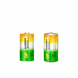 Батарейки аккумуляторные GP ReEnergy Ni-Mh КОМПЛЕКТ 2 шт., С (HR14), 3000 mAh, 300CHCRGY-2CRCB2