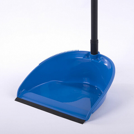 Совок для мусора КОМПЛЕКТ щетка + 2 рукоятки по 80 см с резьбой, пластиковые, "ЛЕНИВКА XL", синий, LAIMA, 608212
