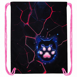 Мешок для обуви BRAUBERG PREMIUM, карман, подкладка, светоотражайка, 43х33 см, "Pink lava", 273441