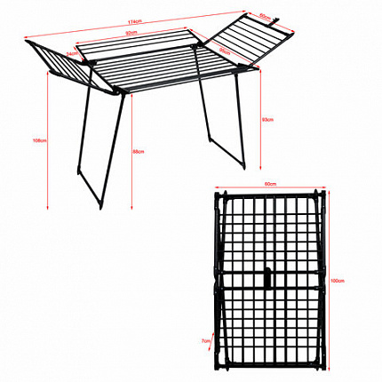 Сушилка напольная для белья раскладная, 5 зон сушки, 25 метров, LAIMA HOME MEGA BLACK, 700471
