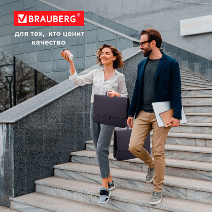 Папка-портфель пластиковая BRAUBERG "КОНСУЛ" А4 (370х280х120 мм), 2 отделения, фактура "бисер", черная, 223079