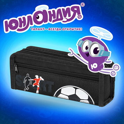 Пенал ЮНЛАНДИЯ ЮНИОР, 2 отделения, полиэстер, "Sport", 21х8х6 см, 273812