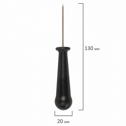 Шило канцелярское малое STAFF, общая длина 130 мм, диаметр иглы 2 мм, ручка черная, 237175