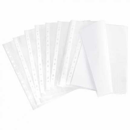 Папки-файлы перфорированные А4 BRAUBERG "EXTRA 900", КОМПЛЕКТ 50 шт., матовые, ПЛОТНЫЕ, 90 мкм, 229669