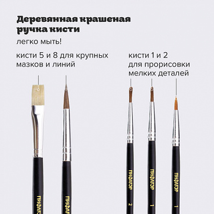 Кисти ПИФАГОР, набор 10 шт. (ПОНИ: плоская № 4, круглые № 1, 2, 3, 5; СИНТЕТИКА: круглые № 1, 3, 5; ЩЕТИНА: плоские № 4, 8), блистер, 200505