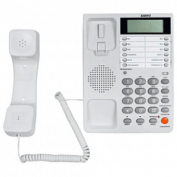 Телефон SANYO RA-S408W, спикерфон, память 55 номеров, тональный / импульсный режим, белый