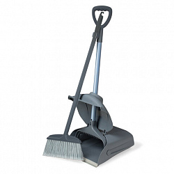 Совок для мусора КОМПЛЕКТ щетка + 2 рукоятки по 94 см, закрывающаяся крышка ЛОВУШКА, серый LAIMA PROFESSIONAL, 601508