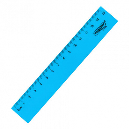 Линейка пластиковая 15 см, ПИФАГОР, неоновая, ассорти, 210826