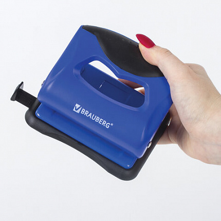 Дырокол BRAUBERG "JET PRO", до 20 листов, сине-черный, 228598