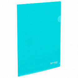 Папка-уголок жесткая, непрозрачная, А4, цвет аквамарин, 0,15 мм, BRAUBERG PASTEL, 272889