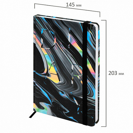 Ежедневник недатированный с резинкой А5 145х203 мм, BRAUBERG, твердый, 128 л., "Waves", 116283