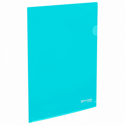 Папка-уголок жесткая, непрозрачная, А4, цвет аквамарин, 0,15 мм, BRAUBERG PASTEL, 272889