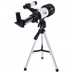 Телескоп рефрактор астрономический настольный, увеличение 150х, объектив 70 мм, фокус 300 мм, видоискатель, BRAUBERG KIDS 70300, 391397