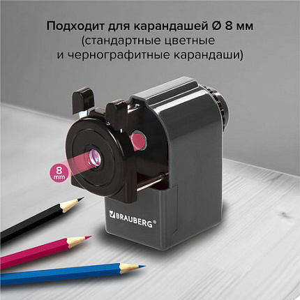 Точилка механическая BRAUBERG "JET", металлический механизм, корпус черный, 229566