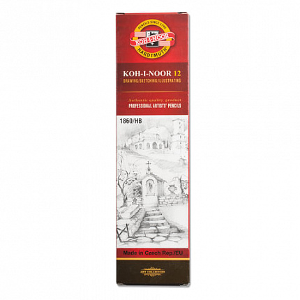 Карандаш чернографитный KOH-I-NOOR 1860, 1 шт., HB, корпус серый, 18600HB00104