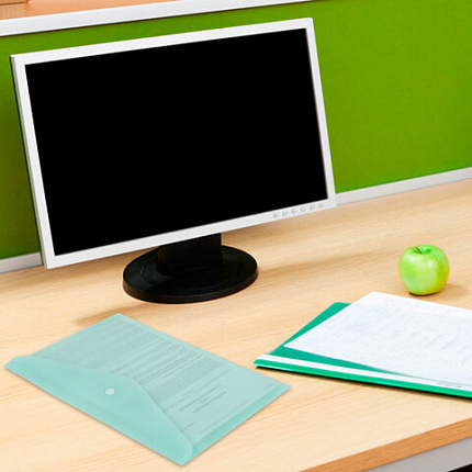 Папка-конверт с кнопкой А4, КОМПЛЕКТ 5 шт., пастельные цвета ассорти, BRAUBERG "PASTEL", 0,18 мм, 272866