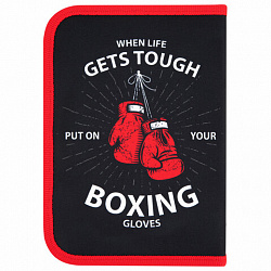 Пенал ПИФАГОР, 1 отделение, 2 откидные планки, полиэстер, 20х14 см, "Boxing", 272289