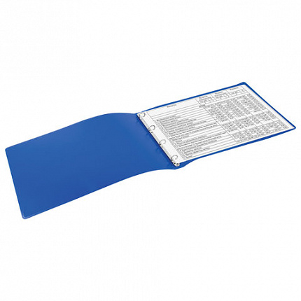 Папка на 4 кольцах БОЛЬШОГО ФОРМАТА А3, ГОРИЗОНТАЛЬНАЯ, 30 мм, синяя, 0,8 мм, BRAUBERG "Стандарт", 225767