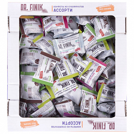 Конфеты финиковые DR.FINIK ассорти (фундук, миндаль, грецкий орех, кунжут), без сахара, 1000 г