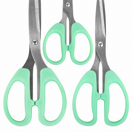 Ножницы BRAUBERG "CLASSIC PRO" 3 шт. (155, 185, 210 мм), мятные ручки, ВЫГОДНАЯ УПАКОВКА, 272979