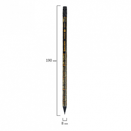 Карандаш чернографитный BRAUBERG "WORDS", 1 шт., HB, с ластиком, корпус ассорти, 181771