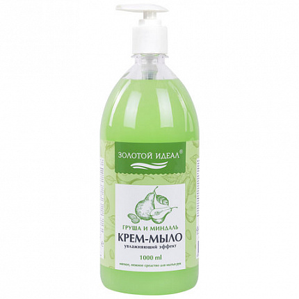 Мыло-крем жидкое 1 л, ЗОЛОТОЙ ИДЕАЛ "Груша и миндаль", дозатор, 609426