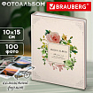 Фотоальбом BRAUBERG "Tender flowers" на 100 фото 10х15 см, твердая обложка, 391438