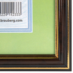 Рамка 21х30 см небьющаяся, пластик, багет 20 мм, BRAUBERG "HIT3", красное дерево с двойной позолотой, 390986