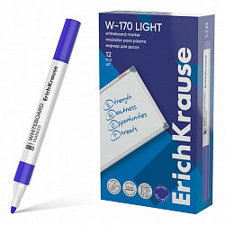 Маркер стираемый для белой доски, СИНИЙ, ERICH KRAUSE "W-170 Light", круглый наконечник, 2,5 мм, 63568