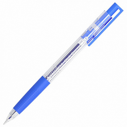 Ручка гелевая автоматическая с грипом BRAUBERG "GLA", СИНЯЯ, стандартный узел 0,5 мм, линия письма 0,35 мм, 144216