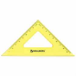 Набор чертежный средний BRAUBERG "Crystal" (линейка 20 см, 2 угольника, транспортир), цветной, 210296