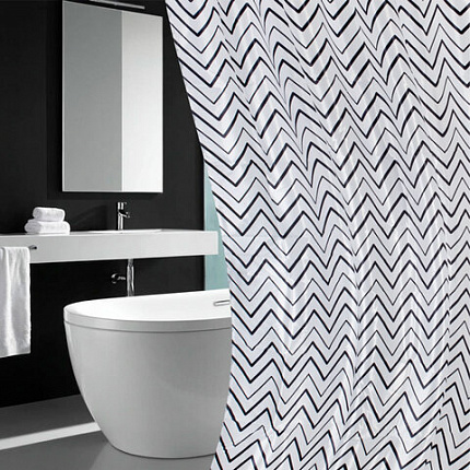 Шторка для ванной ПОЛИЭСТЕР, 180х180 см, кольца в комплекте, УЗОРЫ, PRIMILA (ПРИМИЛА), 700078