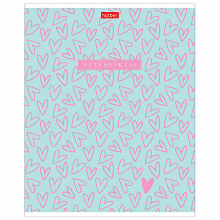 Тетрадь обложка пластик, А5 48 л., скоба, клетка, HATBER, "LOVE IS..." (микс в спайке), 092371, 48Т5В1пл