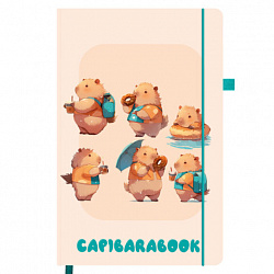 Скетчбук, слоновая кость 140 г/м2, 130х210 мм, 80 л., софт-тач, резинка, наклейки, FUNSTER (ФАНСТЕР), "Капибары", 117782