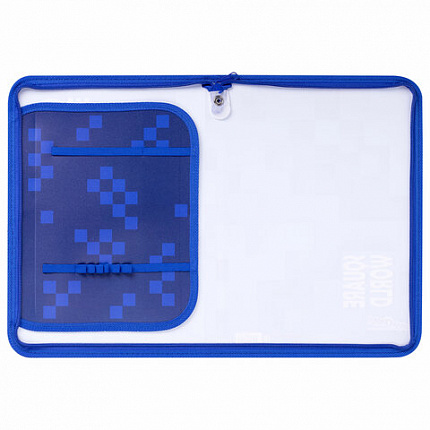 Папка для труда на молнии ЮНЛАНДИЯ А4, 1 отделение, откидная планка, органайзер, "Square world", 270987