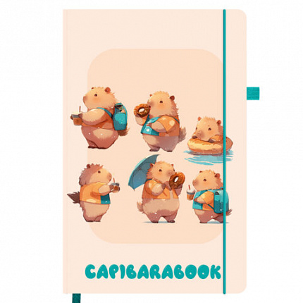 Скетчбук, слоновая кость 140г/м 130х210мм, 80л, софт-тач, резинка, наклейки, FUNSTER, "Капибары", 117782