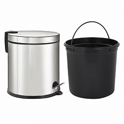 Ведро мусорное с педалью 20 литров "Classic Plus", ЗЕРКАЛЬНОЕ, нержавеющая сталь, со съемным внутренним ведром, LAIMA, ТУРЦИЯ, 608114